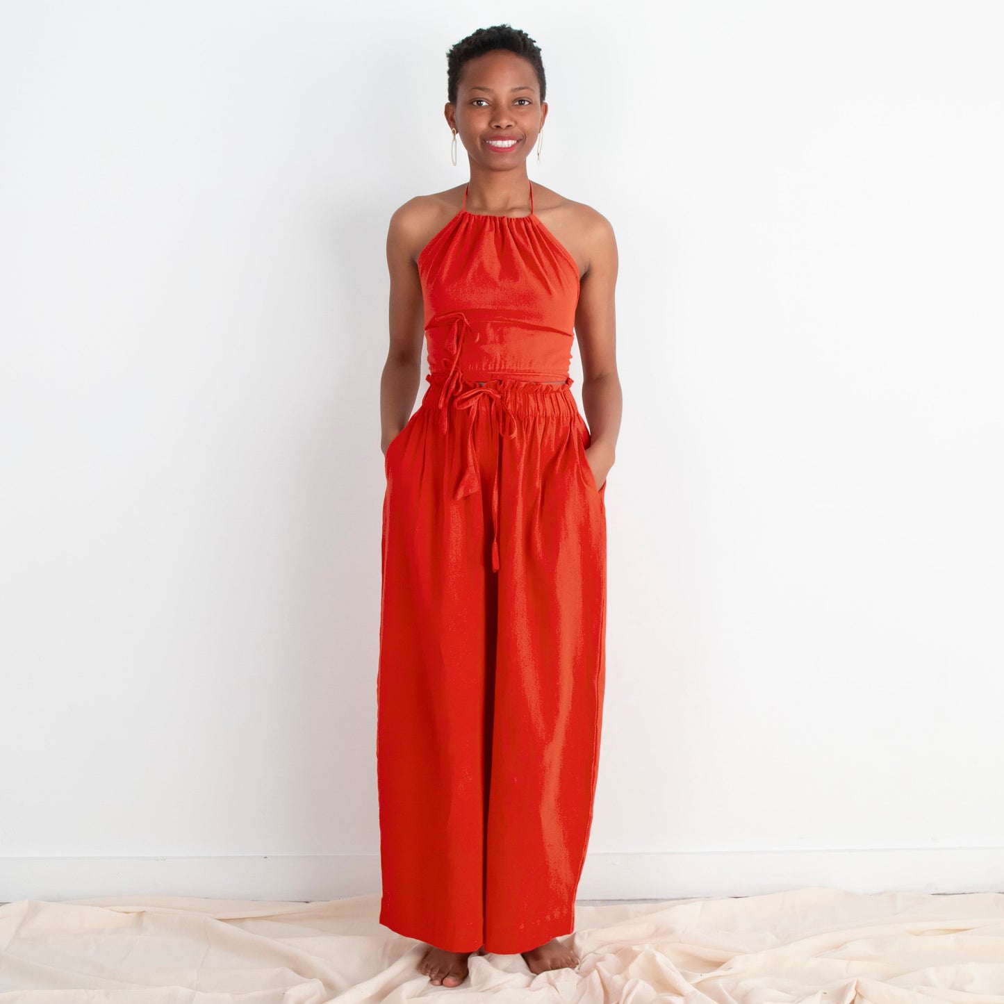 Rabina Trousers, red orange double dye