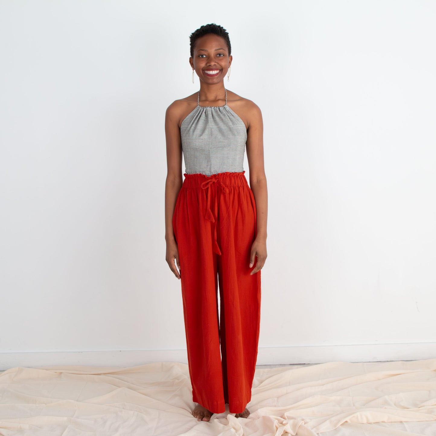 Rabina Trousers, red orange double dye