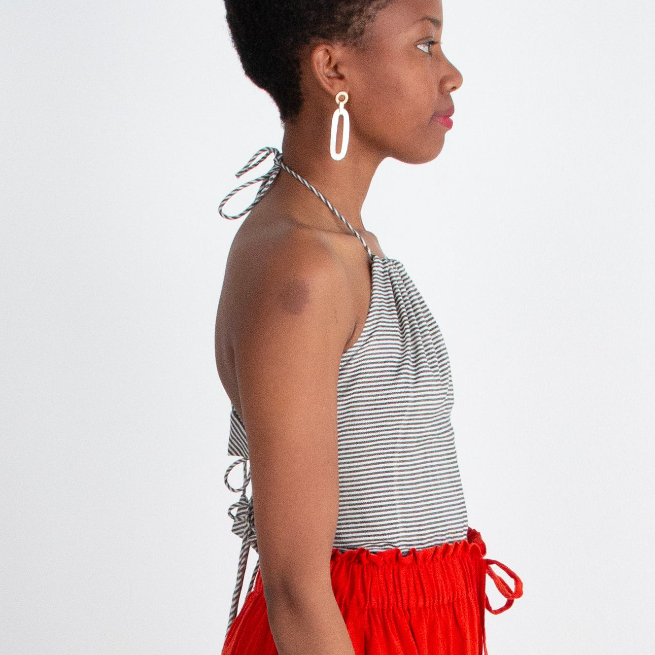 Patan Top, black & white pinstripe
