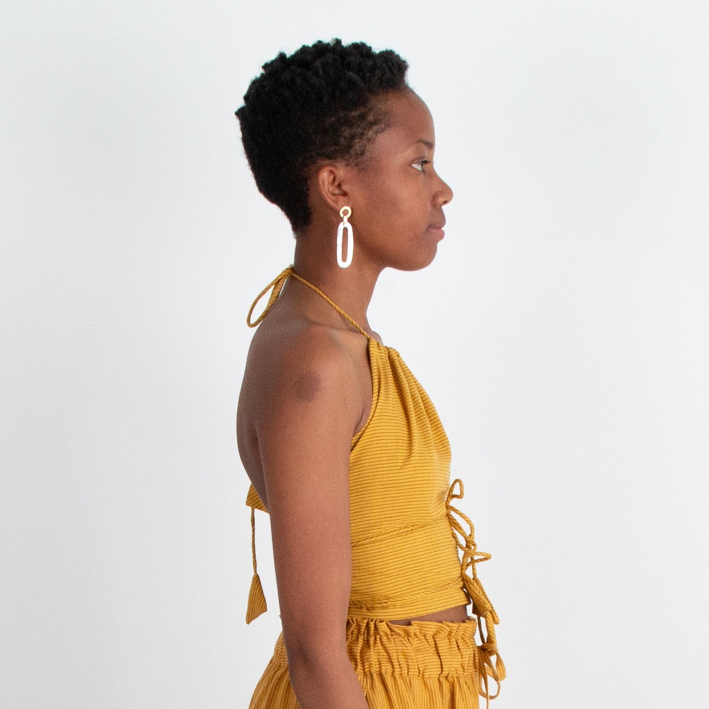 Patan Top, mustard pinstripe
