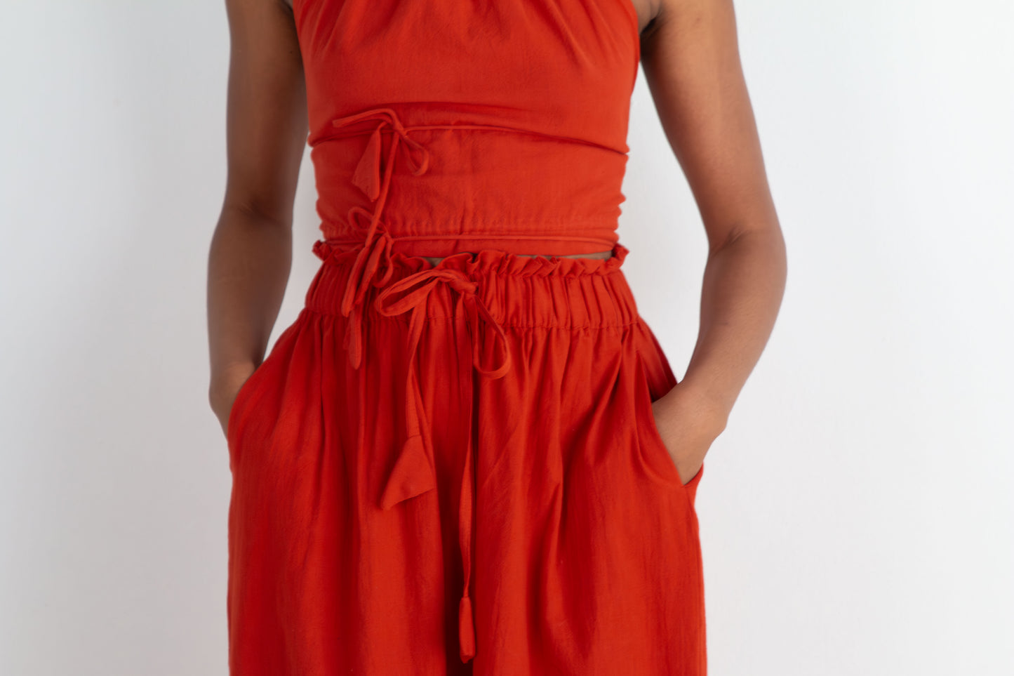 Rabina Trousers, red orange double dye