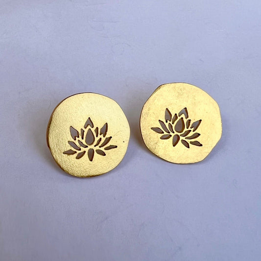 Gold Lotus Earrings - Small World Goods