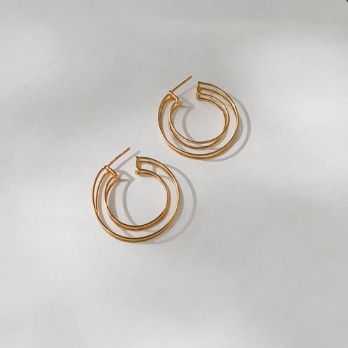 Gold Wire Earrings, Round - Small World Goods