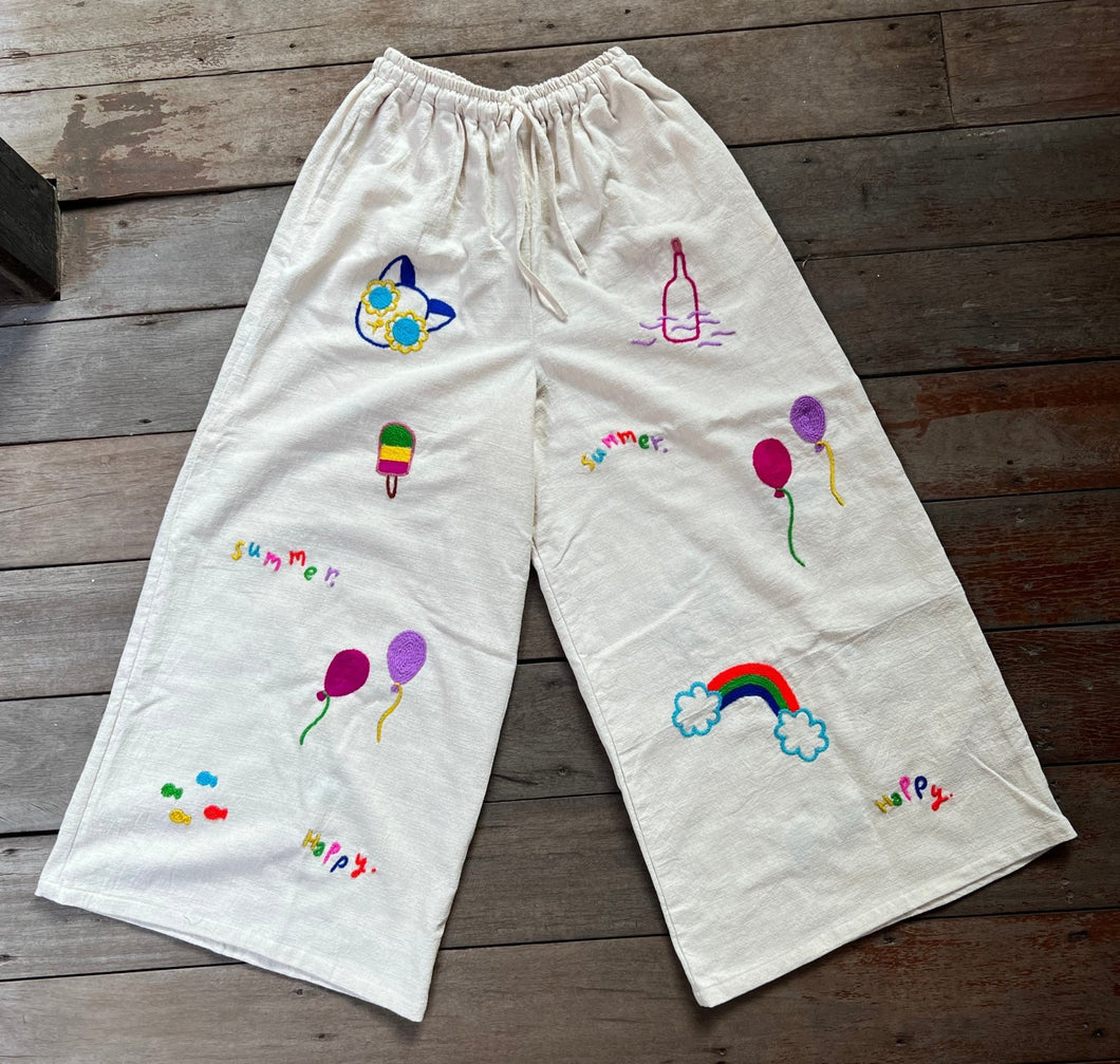 Hand Embroidered Pants, Summer! - Small World Goods