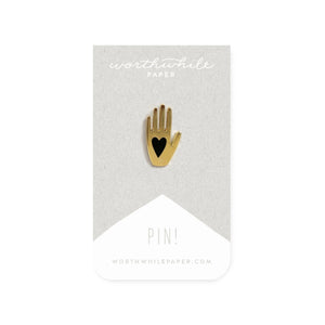 Hand + Heart Enamel Pin - Small World Goods