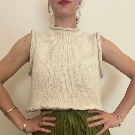 Sleeveless Rollneck Sweater, natural cream