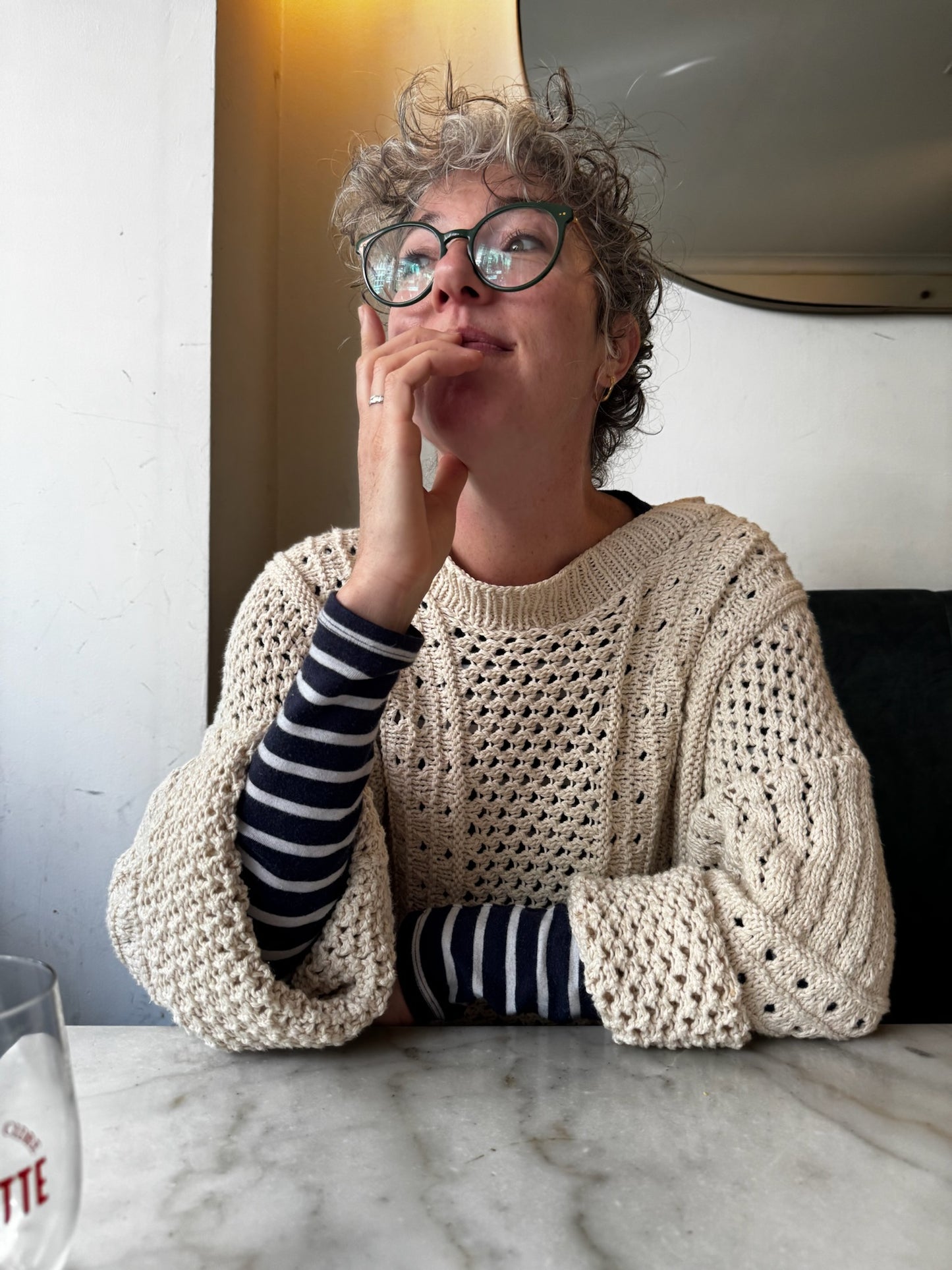 Hand Knit Anita Sweater, cream