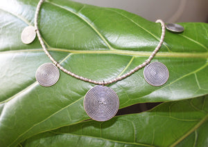 Hill Tribe Spirals Necklace, Pure Silver - Small World Goods