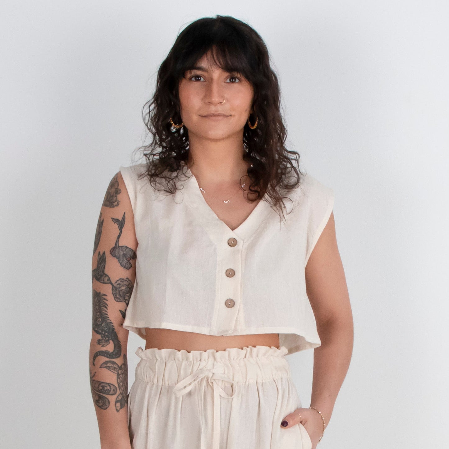 Aarti Reversible Top/Vest, ocean teal double dye