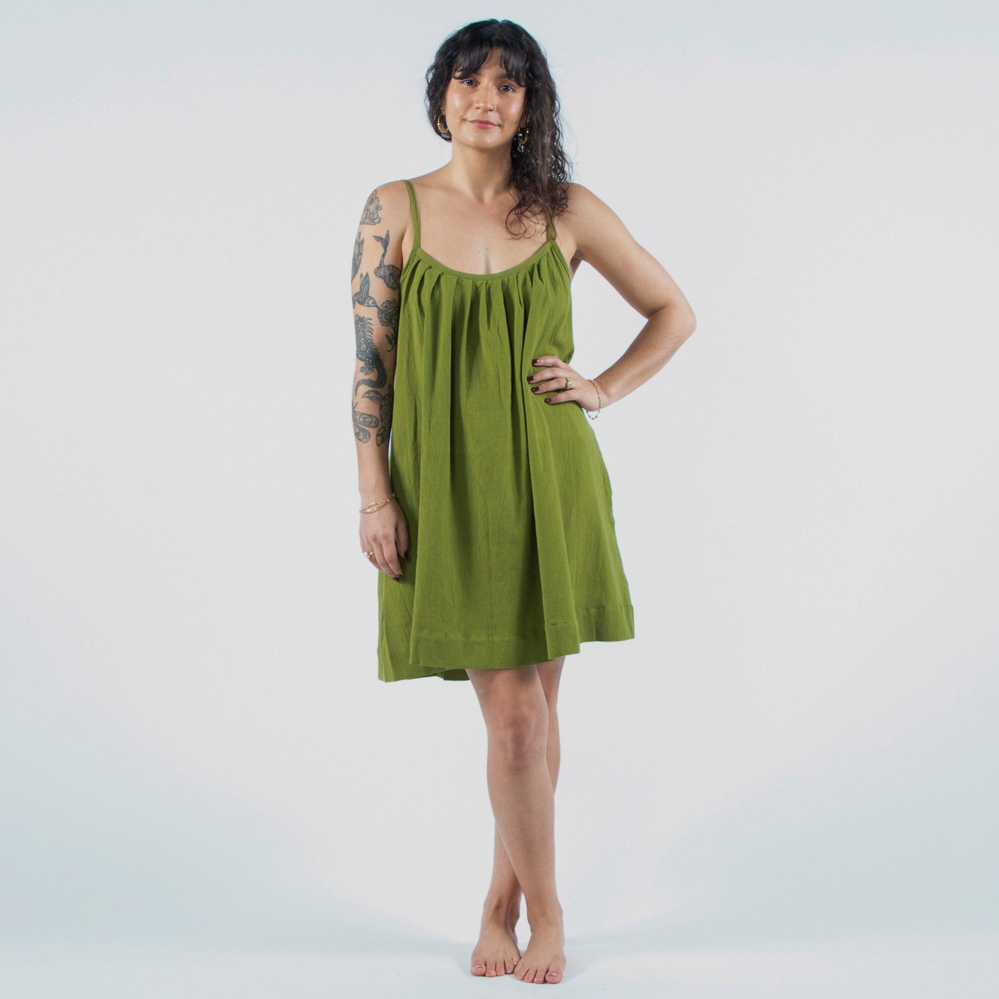 Anu Mini Dress, teal single dye