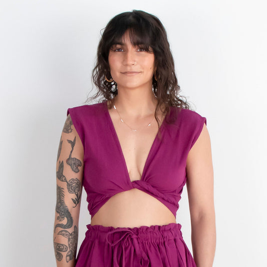 Simran Reversible Wrap Top, plum double dye