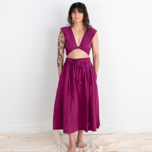 Padmasana Skirt/Dress, plum double dye
