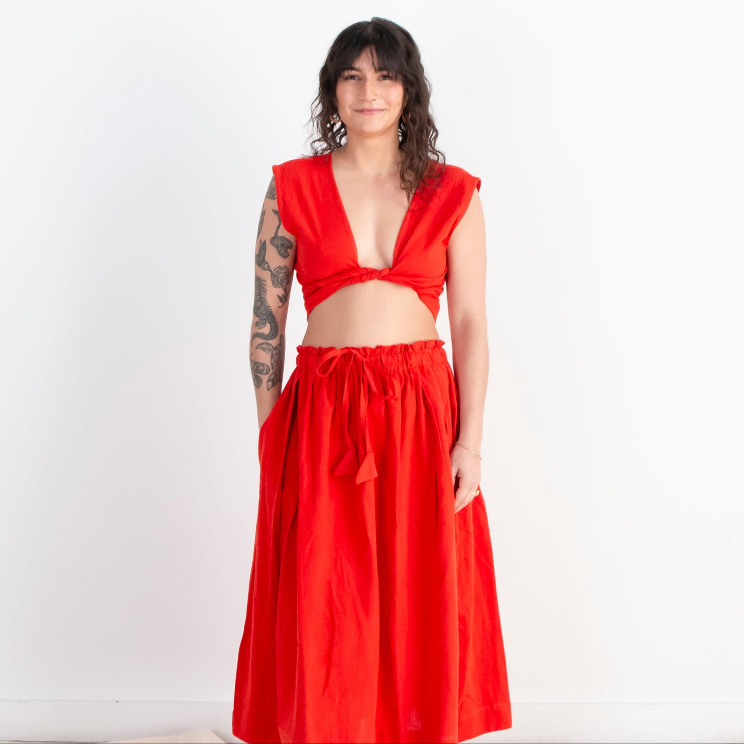 Padmasana Skirt/Dress, red orange double dye