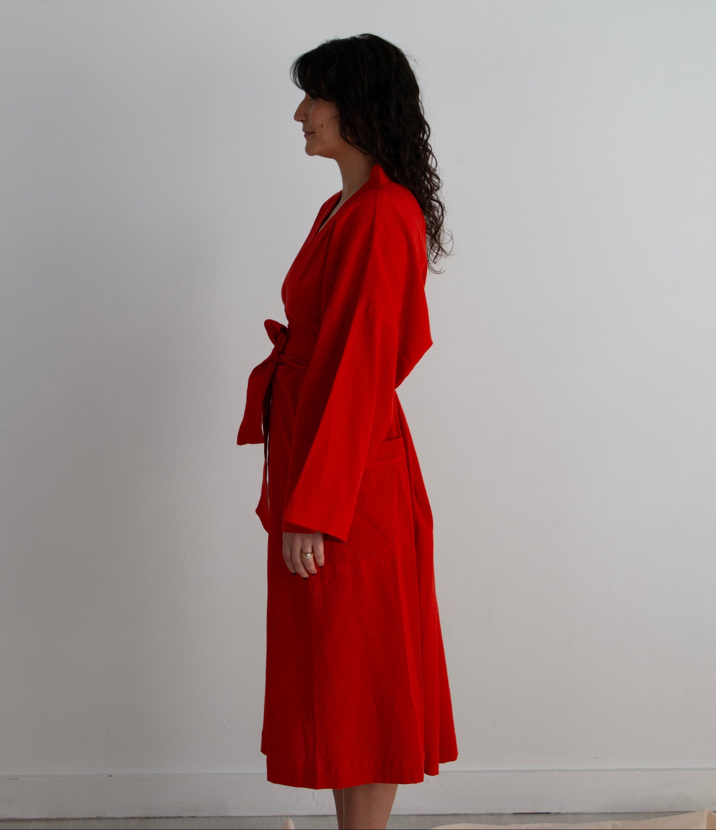 Gita Robe/ Wrap Dress, red orange *double dye