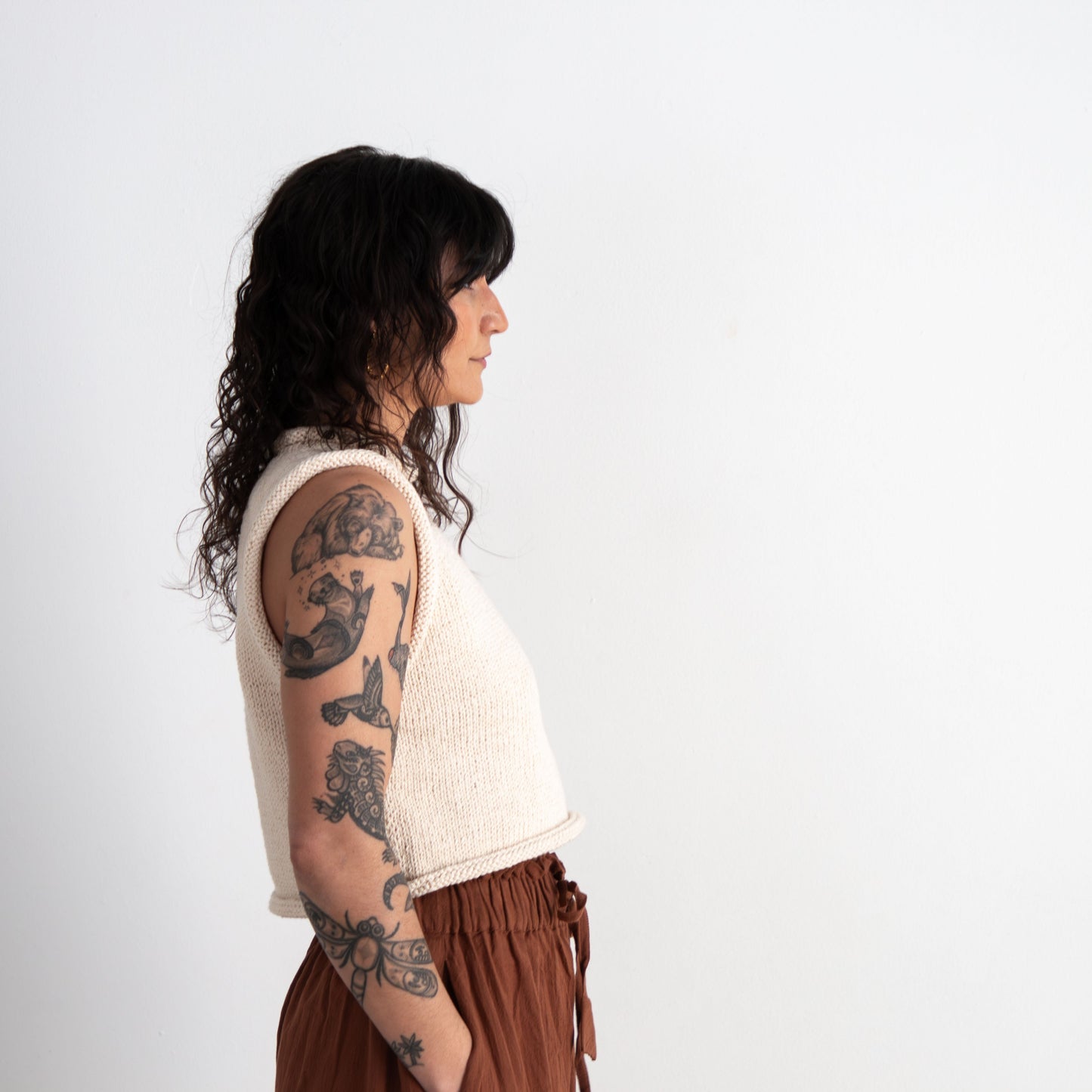 Sleeveless Rollneck Sweater, natural cream