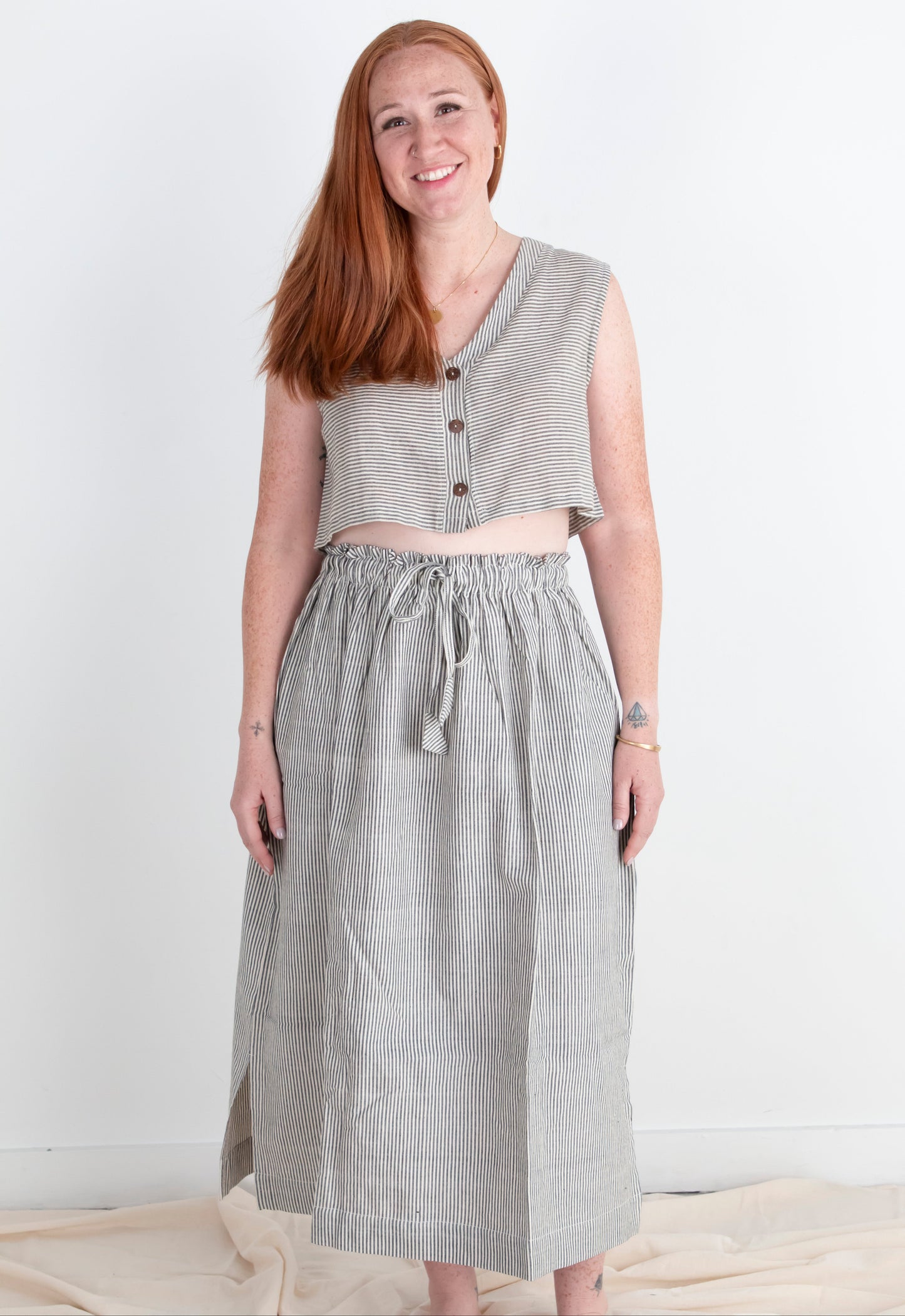 Padmasana Skirt/Dress, black & white pinstripe