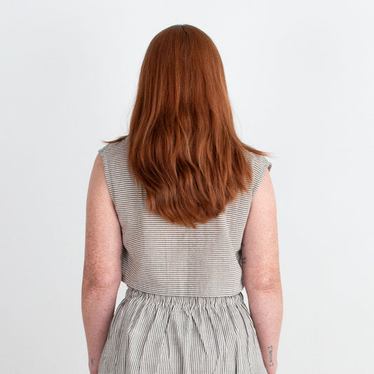 Aarti Reversible Top/Vest, black & white pinstripes