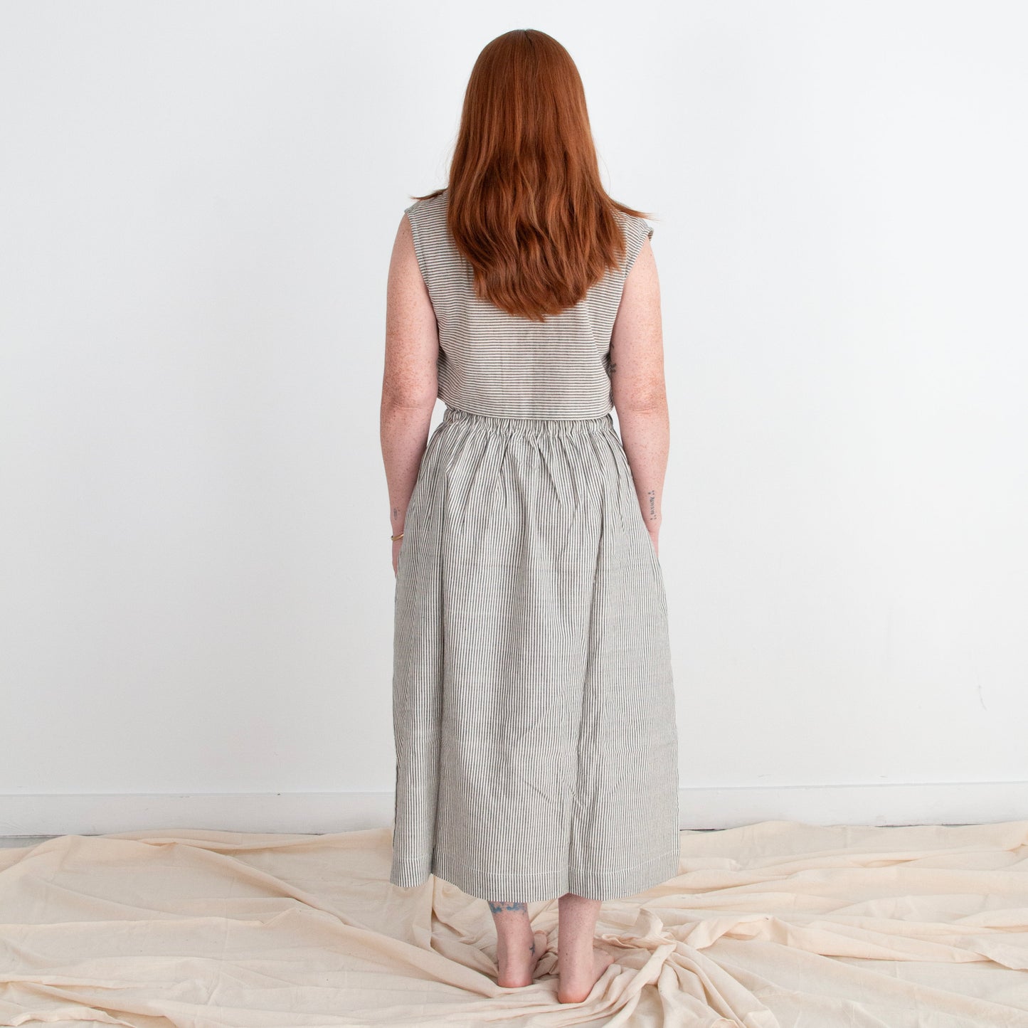 Padmasana Skirt/Dress, black & white pinstripes