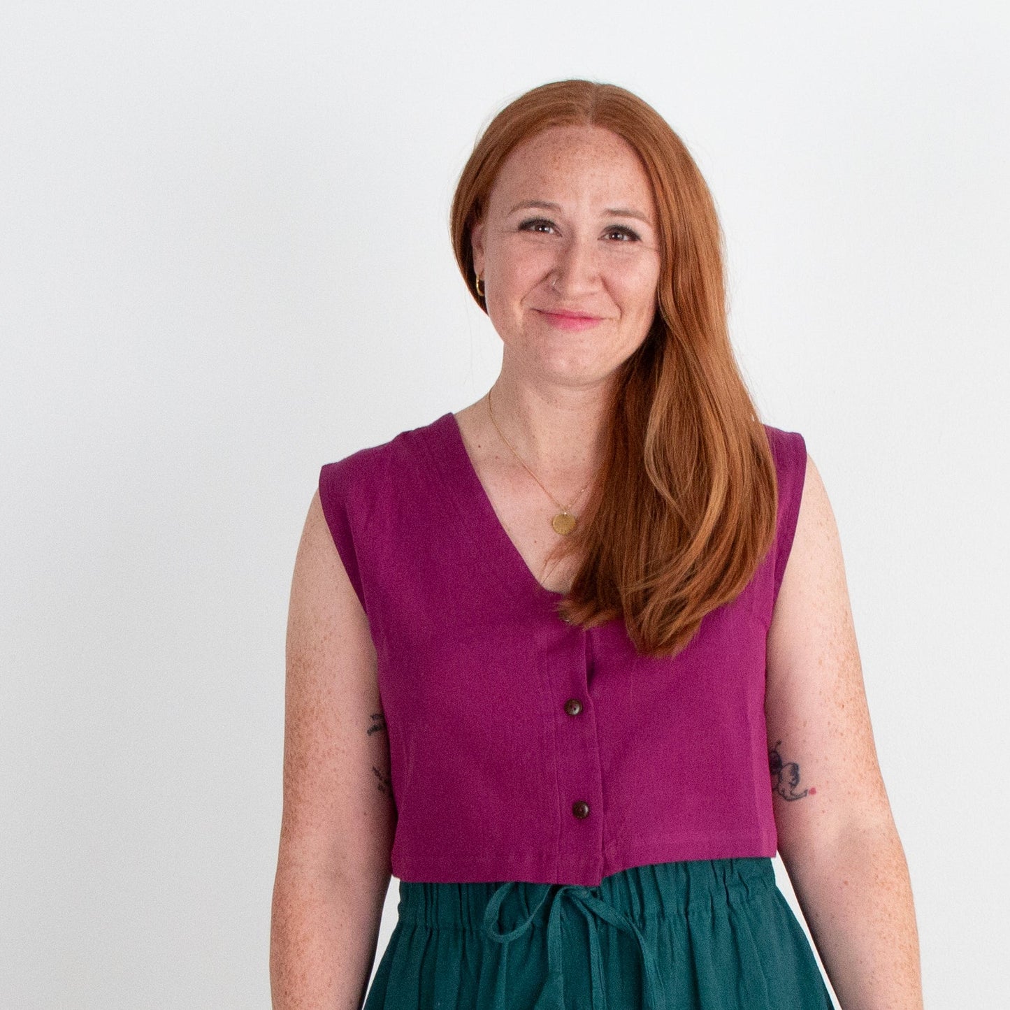 Aarti Reversible Top/Vest, ocean teal double dye