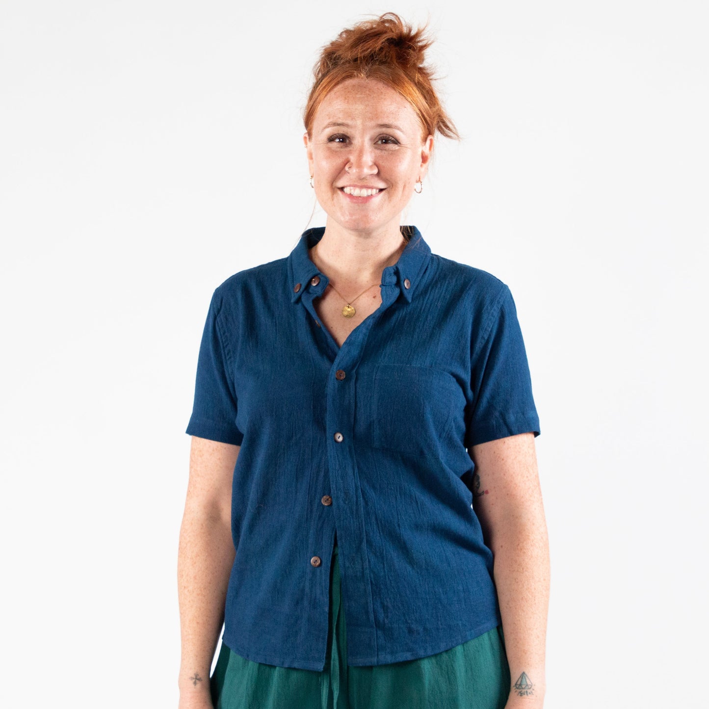 Krishna Button-Up Top, indigo *botanical dye