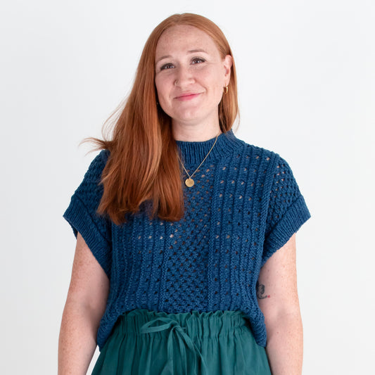 Sleeveless Anita Sweater, indigo *botanical dye
