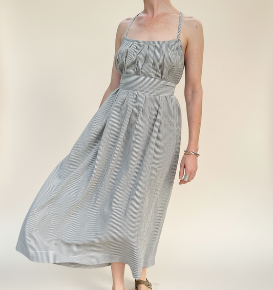 Anu Maxi Dress, black & white pinstripes