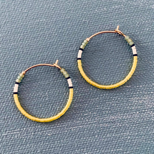 Midi Beaded Hoop Earrings, Lemon Ice - Small World Goods