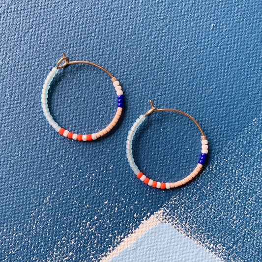 Midi Beaded Hoop Earrings, Popcorn - Small World Goods
