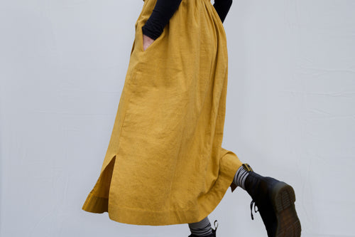 Padmasana Skirt/Dress, mustard pinstripe