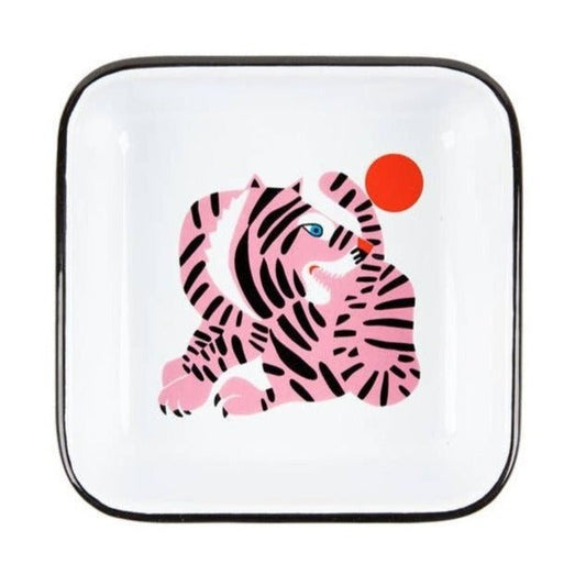 Pink Tiger Enamel Tray - Small World Goods