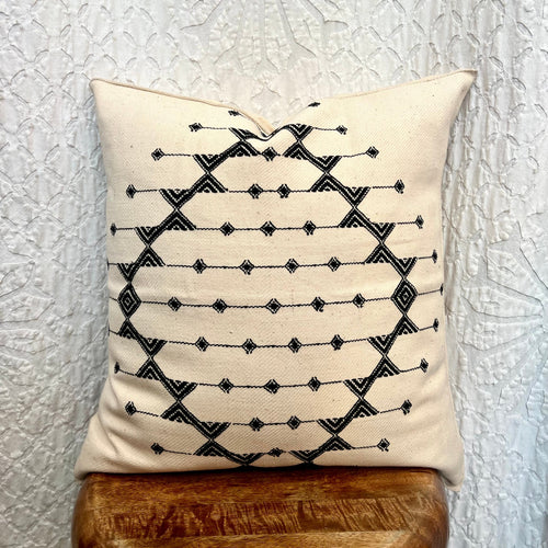 Rajasthani Pillowcase, white & black