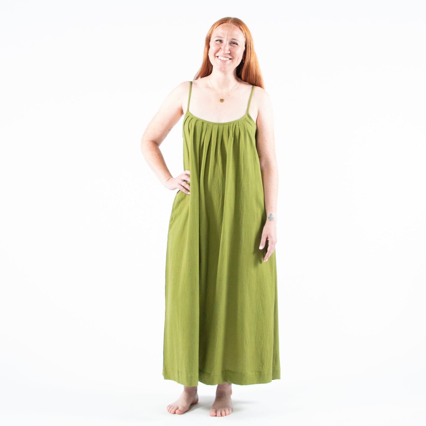 Anu Maxi Dress, teal single dye