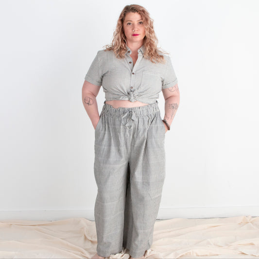 Rabina Trousers, black & white pinstripes