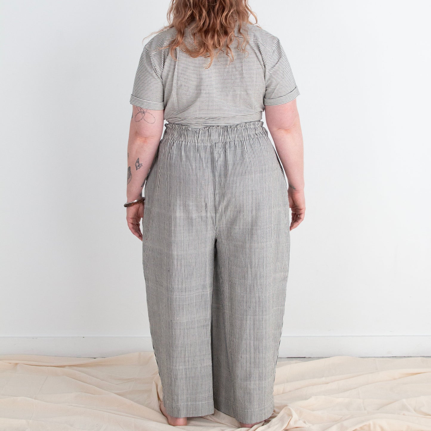 Rabina Trousers, black & white pinstripes