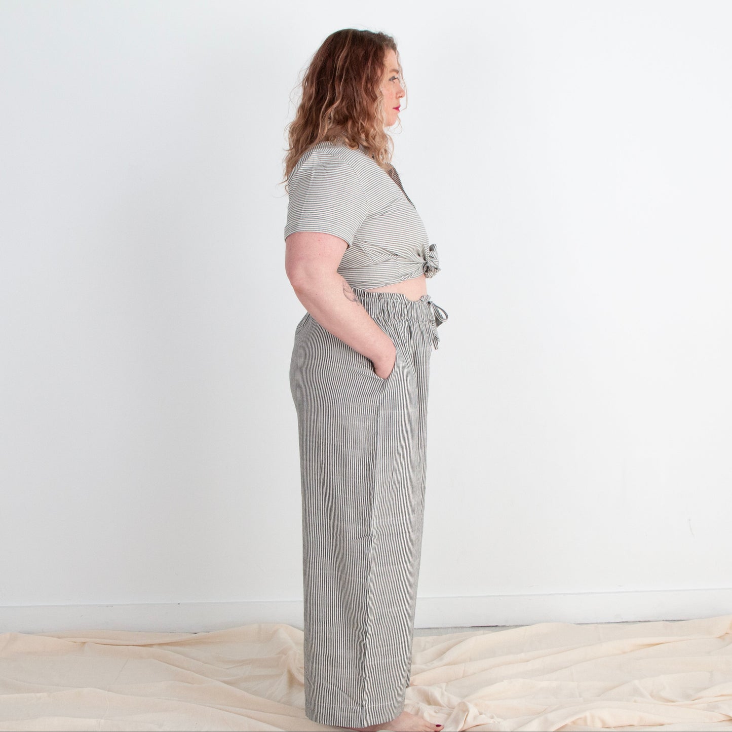 Rabina Trousers, black & white pinstripes