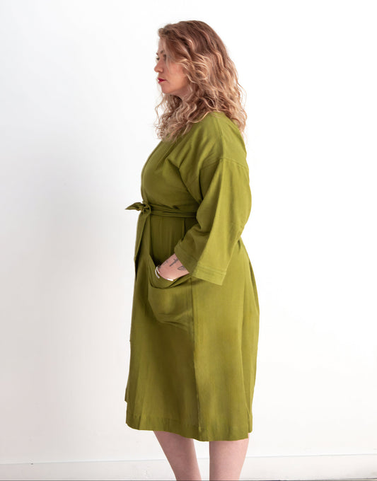 Gita Robe/ Wrap Dress, matcha green