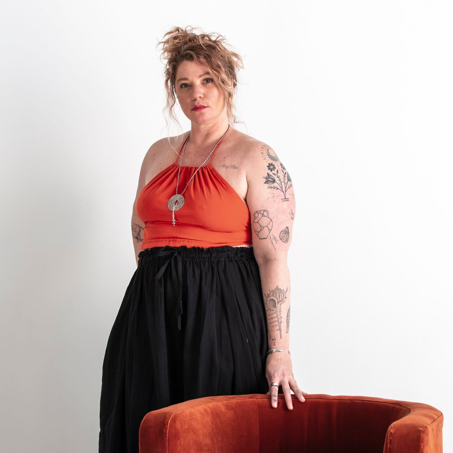 Patan Top, red orange double dye