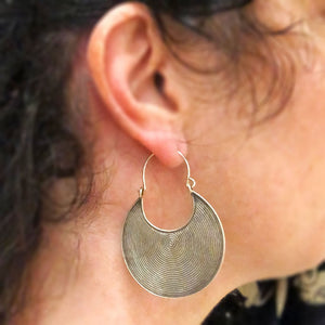 Silver Disk Hill Tribe Earrings - Small World Goods