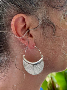 Silver Fan Hill Tribe Earrings - Small World Goods