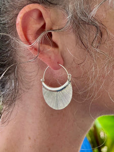 Silver Fan Hill Tribe Earrings - Small World Goods