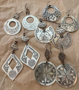 Silver Tuareg Earrings, Various - Small World Goods