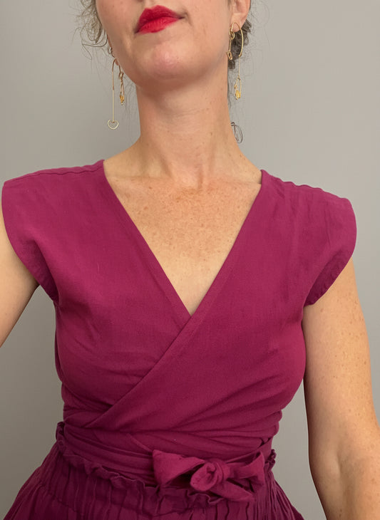 Simran Reversible Wrap Top, plum double dye