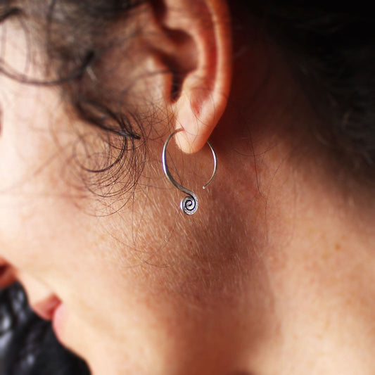 Spiral Drop Hill Tribe Earrings - Small World Goods