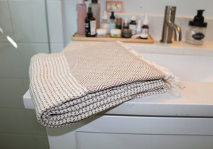 Turkish Towel, Aisha in Latte - Small World Goods