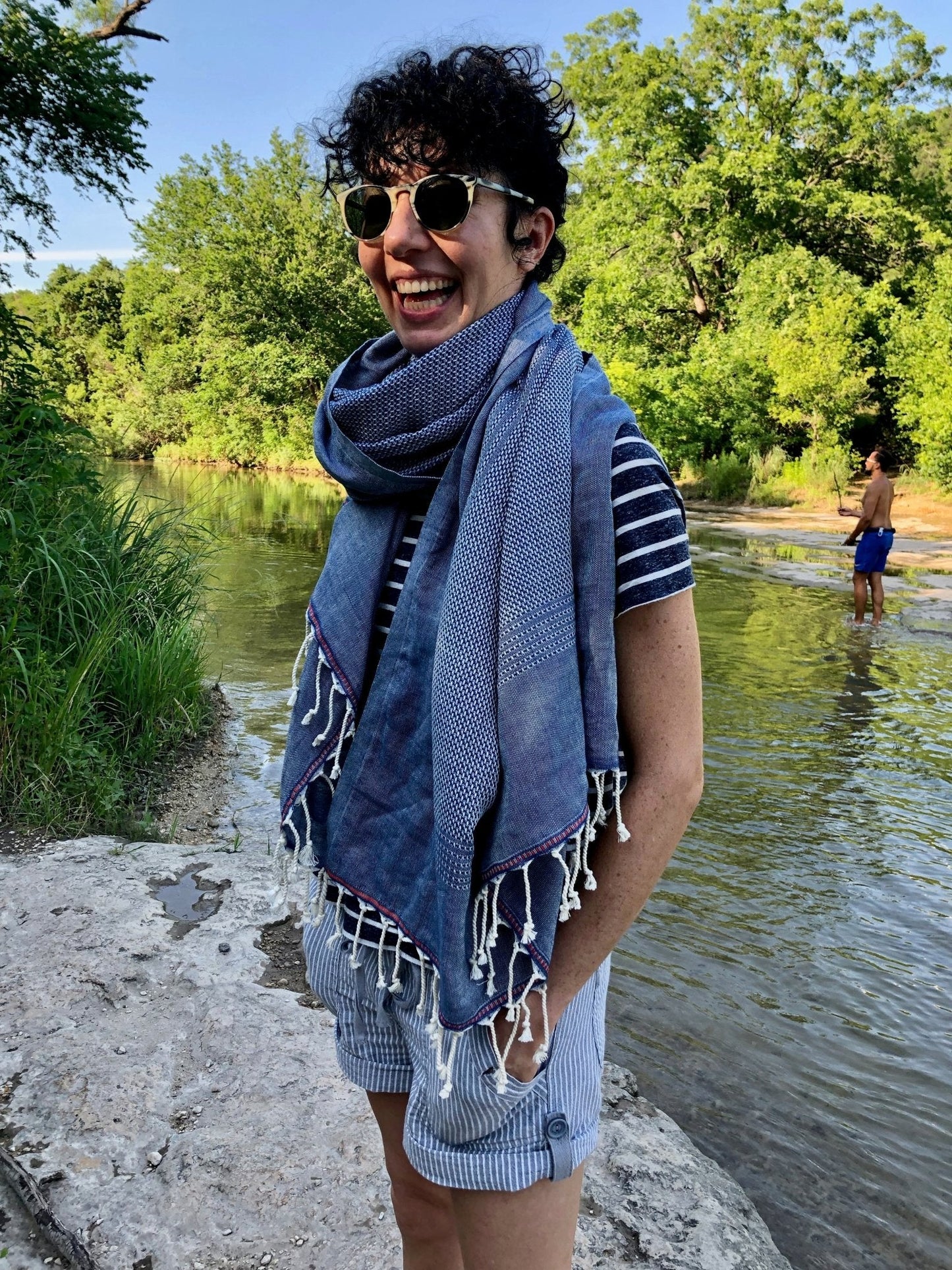 Turkish Towel, Hanzade in Blue - Small World Goods