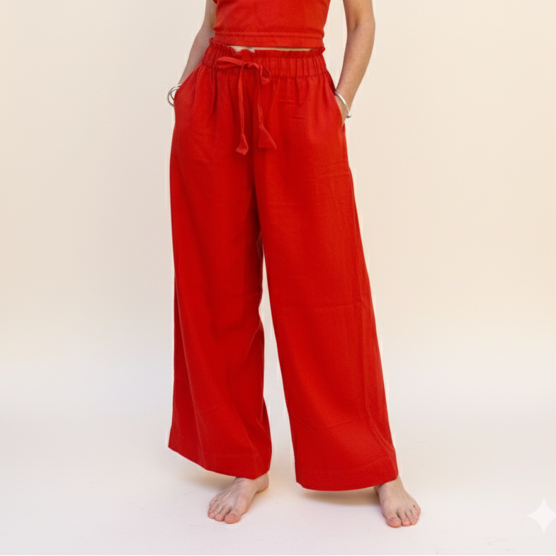 Rabina Trousers, persimmon orange double dye