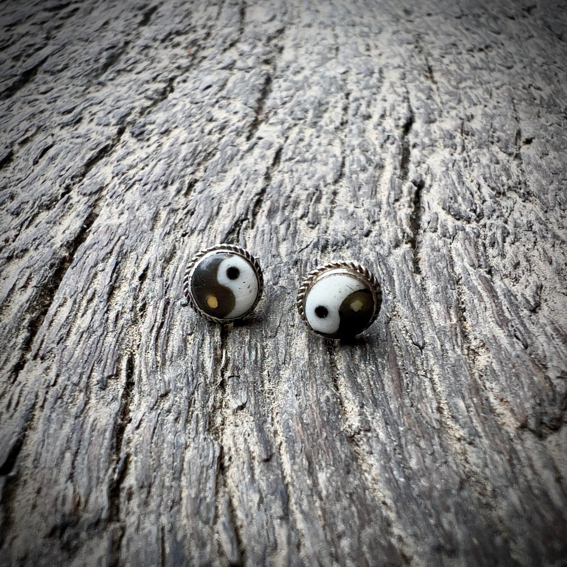 Yin Yang Earrings, Yak Horn & Bone - Small World Goods