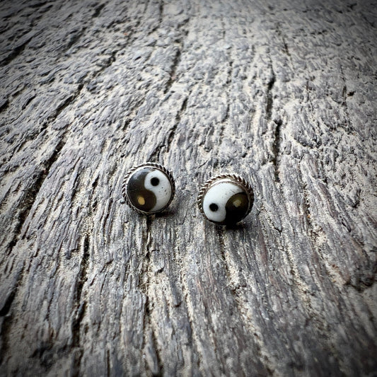 Yin Yang Earrings, Yak Horn & Bone - Small World Goods