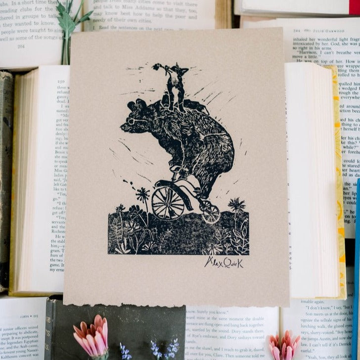 Bicycle Bear & Fox Print