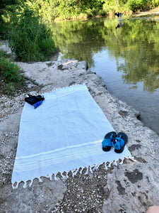 Fair Trade Turkish Beach Towel- Grey Weave - GadaboutGoods